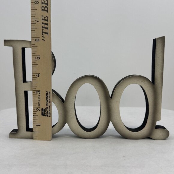 Wood "Boo" Halloween Tabletop Decor 9.75" Gray Festive Sign - Picture 5 of 6